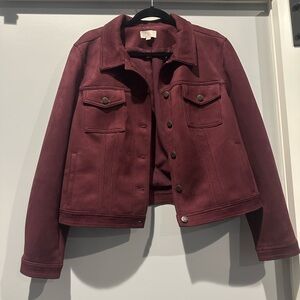 LOFT Burgundy Faux Suade Jacket